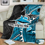 Cronulla Sharks Blanket Polynesian Tribal Tattoo Pacific Sport Art