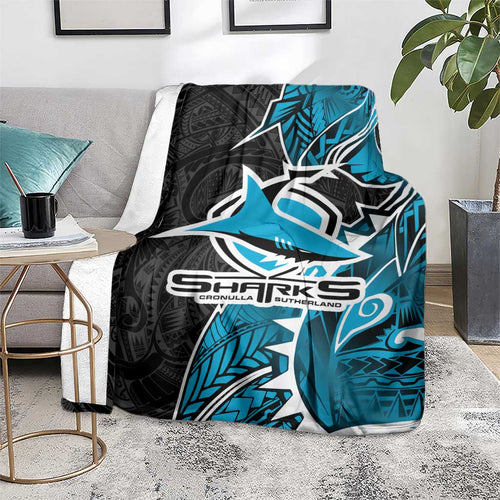 Cronulla Sharks Blanket Polynesian Tribal Tattoo Pacific Sport Art