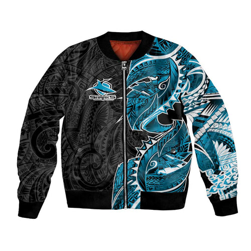 Cronulla Sharks Bomber Jacket Polynesian Tribal Tattoo Pacific Sport Art