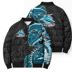 Cronulla Sharks Bomber Puffer Jacket Polynesian Tribal Tattoo Pacific Sport Art