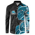 Cronulla Sharks Button Sweatshirt Polynesian Tribal Tattoo Pacific Sport Art