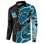 Cronulla Sharks Button Sweatshirt Polynesian Tribal Tattoo Pacific Sport Art