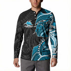 Cronulla Sharks Button Sweatshirt Polynesian Tribal Tattoo Pacific Sport Art