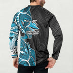 Cronulla Sharks Button Sweatshirt Polynesian Tribal Tattoo Pacific Sport Art