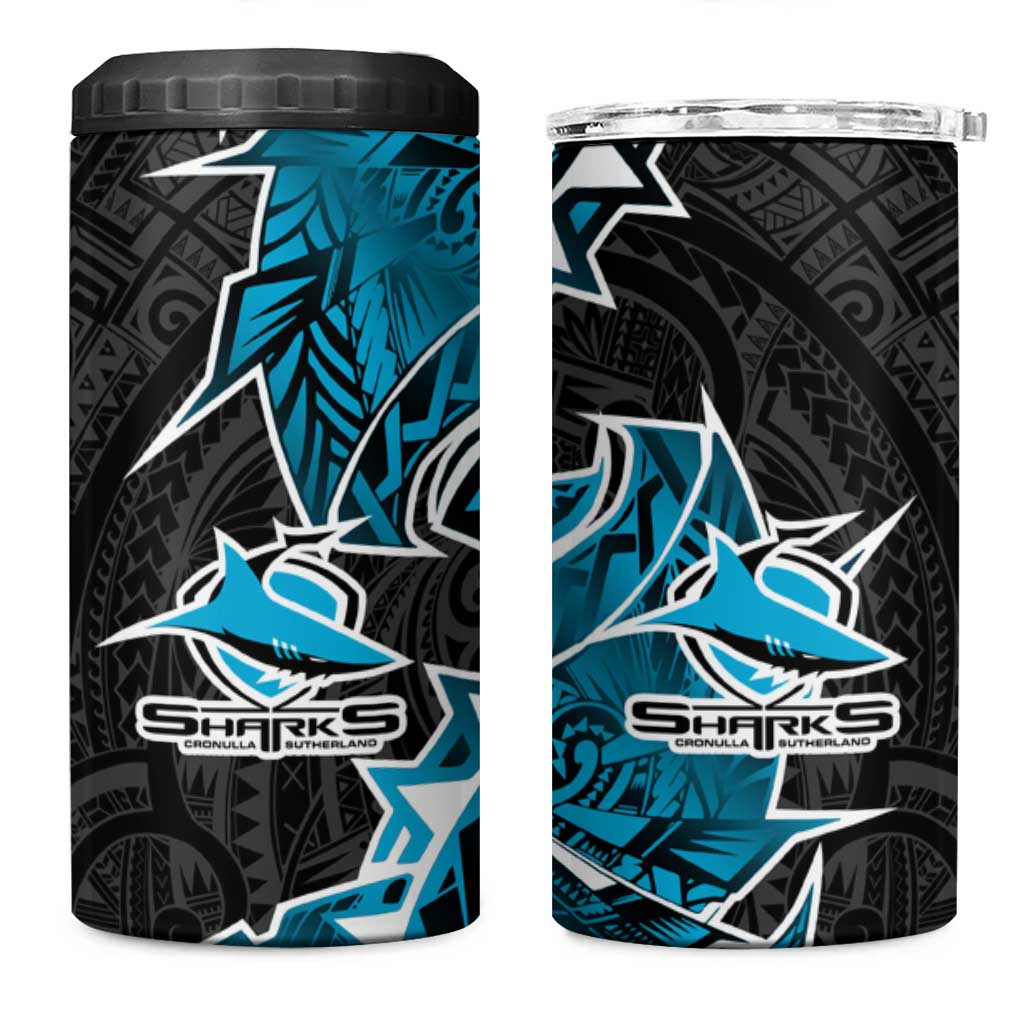 Cronulla Sharks 4 in 1 Can Cooler Tumbler Polynesian Tribal Tattoo Pacific Sport Art