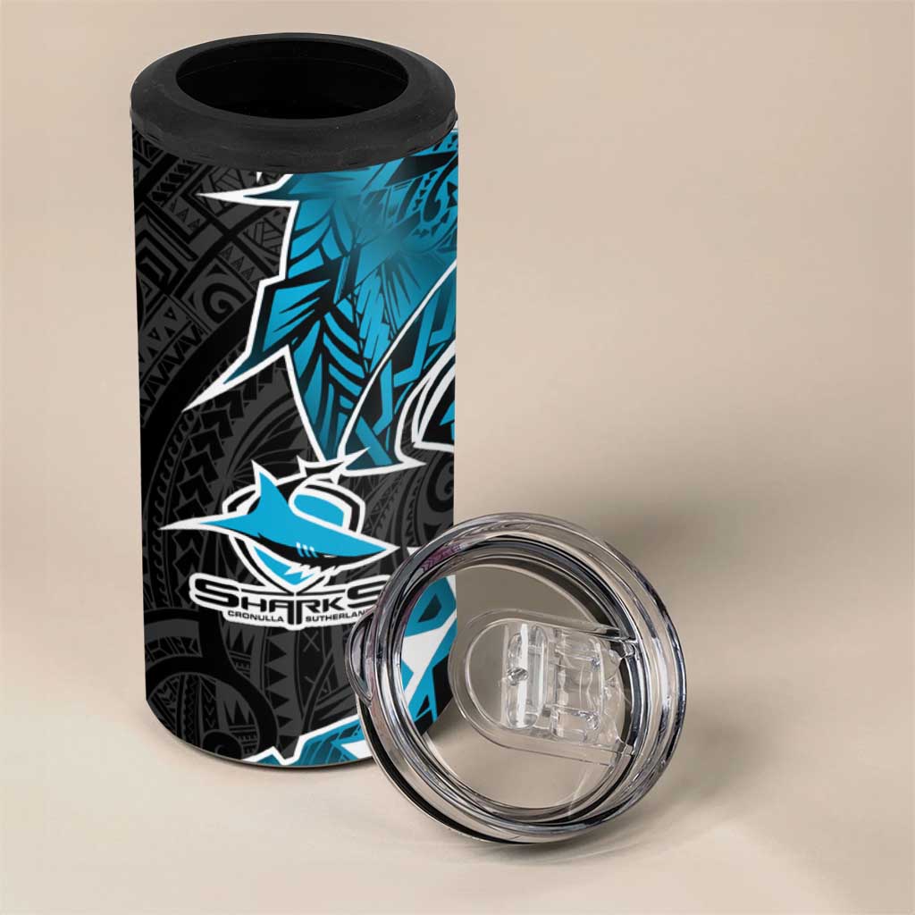 Cronulla Sharks 4 in 1 Can Cooler Tumbler Polynesian Tribal Tattoo Pacific Sport Art