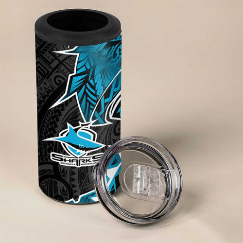 Cronulla Sharks 4 in 1 Can Cooler Tumbler Polynesian Tribal Tattoo Pacific Sport Art