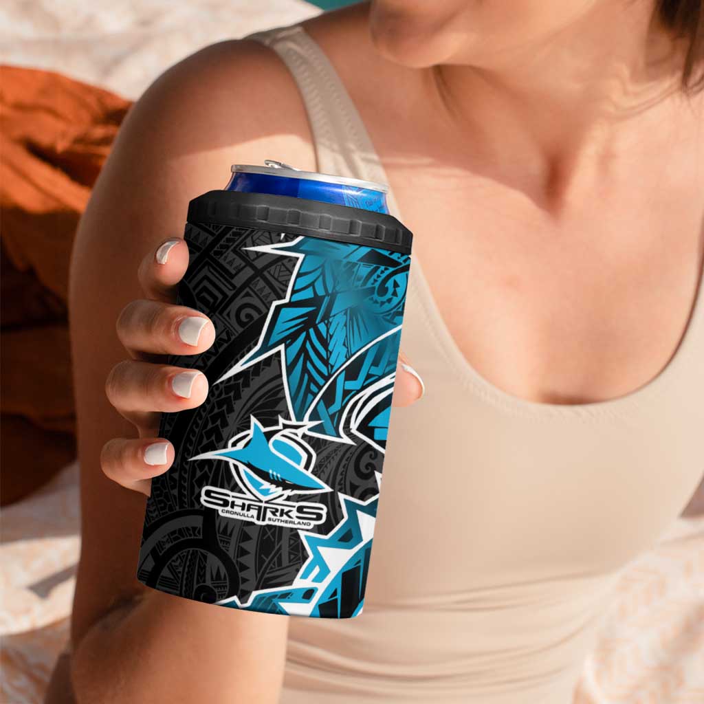 Cronulla Sharks 4 in 1 Can Cooler Tumbler Polynesian Tribal Tattoo Pacific Sport Art
