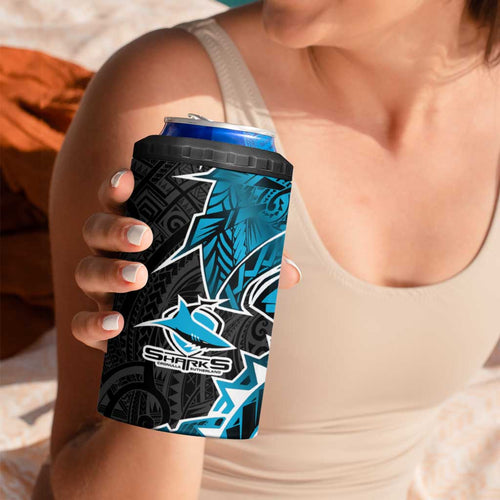 Cronulla Sharks 4 in 1 Can Cooler Tumbler Polynesian Tribal Tattoo Pacific Sport Art