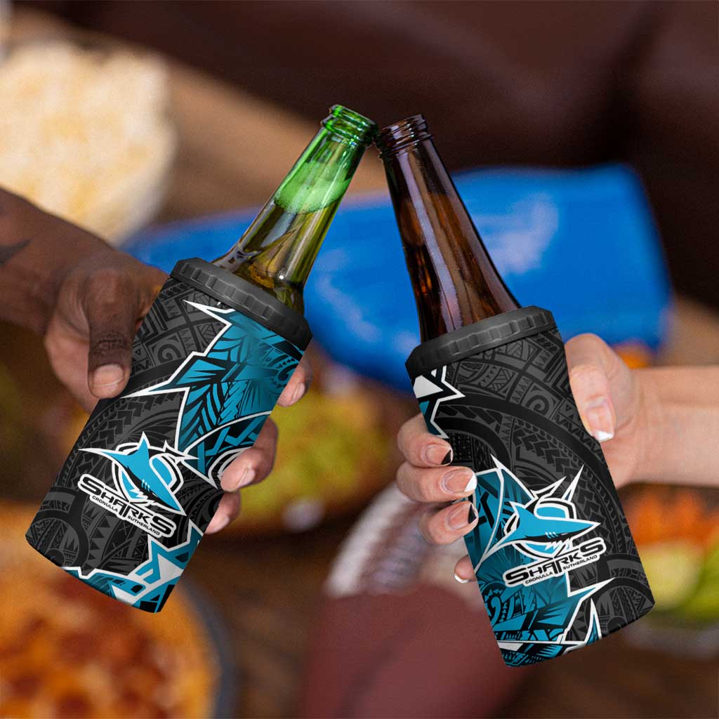 Cronulla Sharks 4 in 1 Can Cooler Tumbler Polynesian Tribal Tattoo Pacific Sport Art