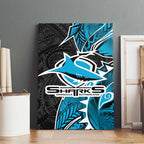 Cronulla Sharks Canvas Wall Art Polynesian Tribal Tattoo Pacific Sport Art