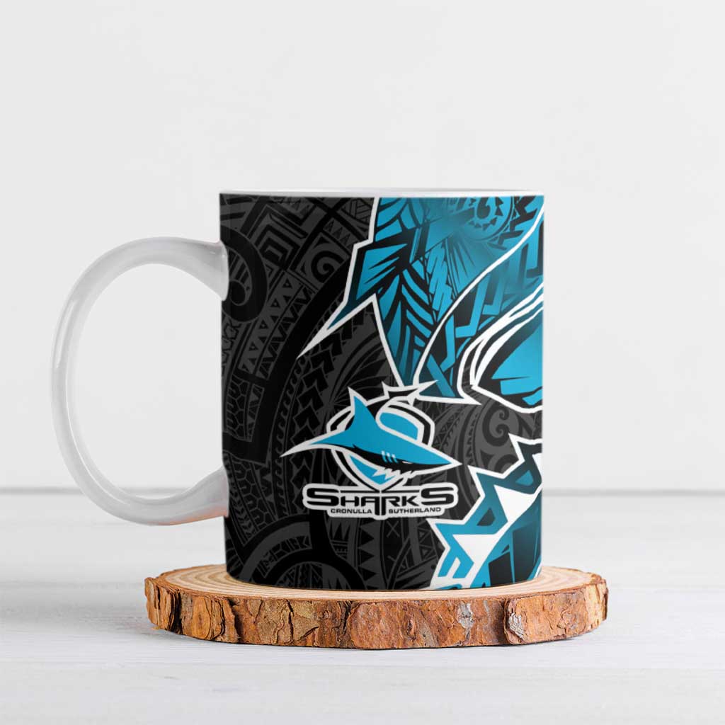 Cronulla Sharks Ceramic Mug Polynesian Tribal Tattoo Pacific Sport Art