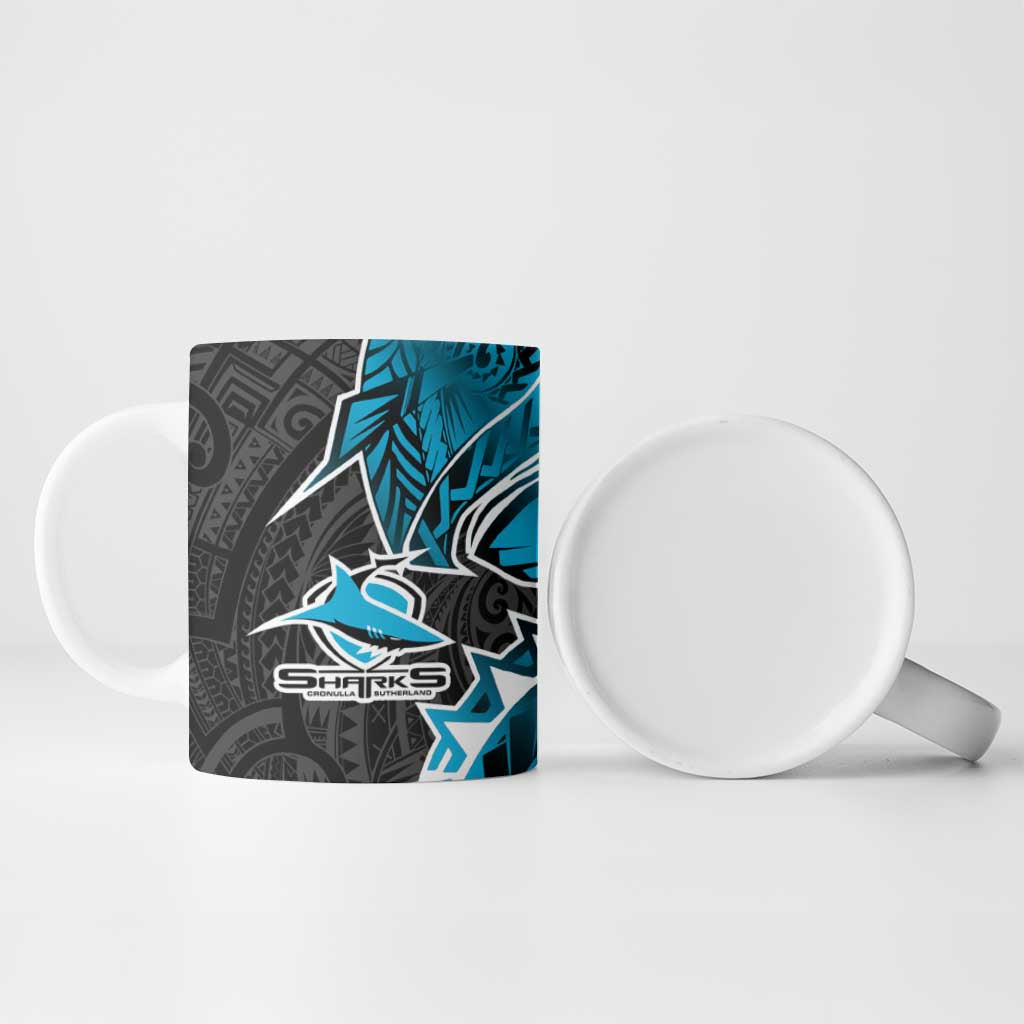 Cronulla Sharks Ceramic Mug Polynesian Tribal Tattoo Pacific Sport Art