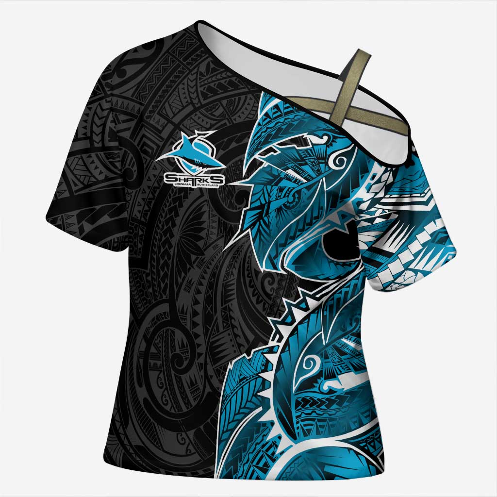 Cronulla Sharks Cross Shoulder Shirt Polynesian Tribal Tattoo Pacific Sport Art