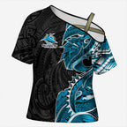 Cronulla Sharks Cross Shoulder Shirt Polynesian Tribal Tattoo Pacific Sport Art