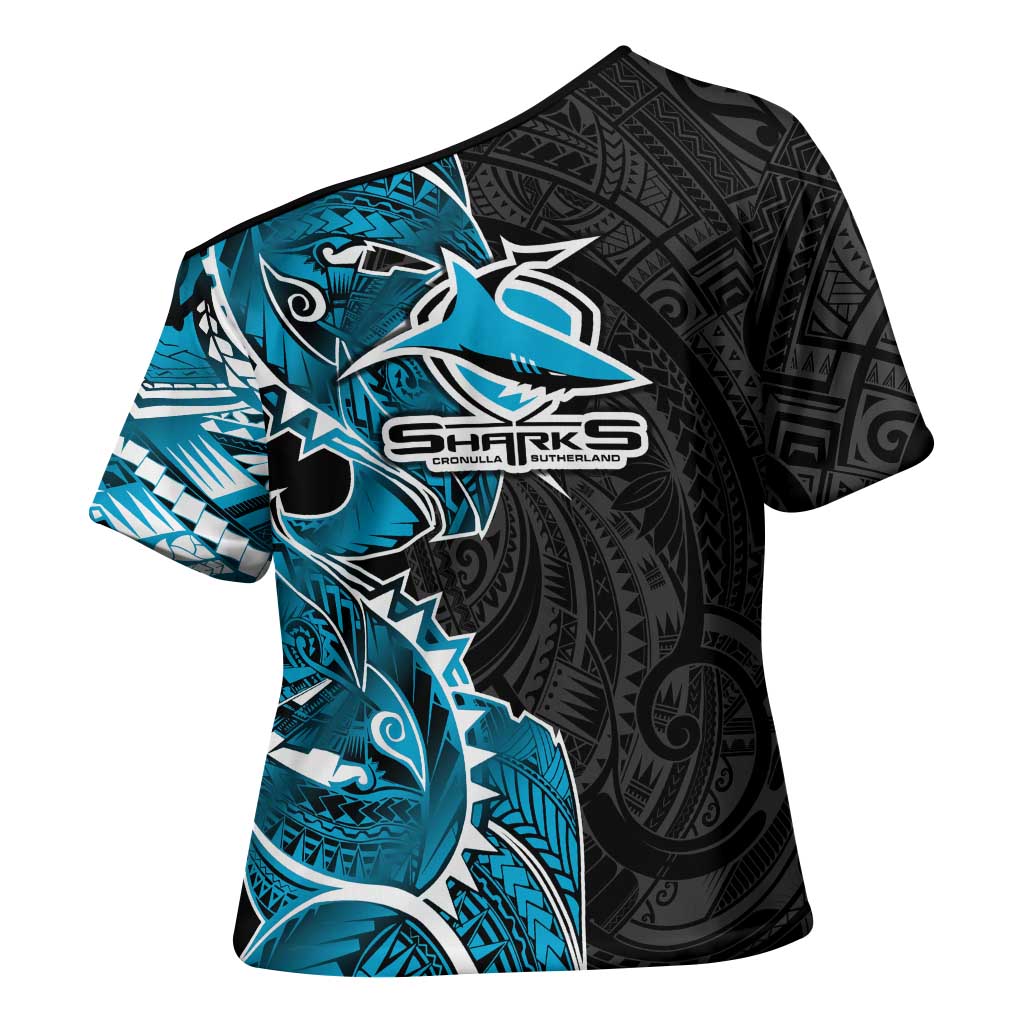 Cronulla Sharks Cross Shoulder Shirt Polynesian Tribal Tattoo Pacific Sport Art