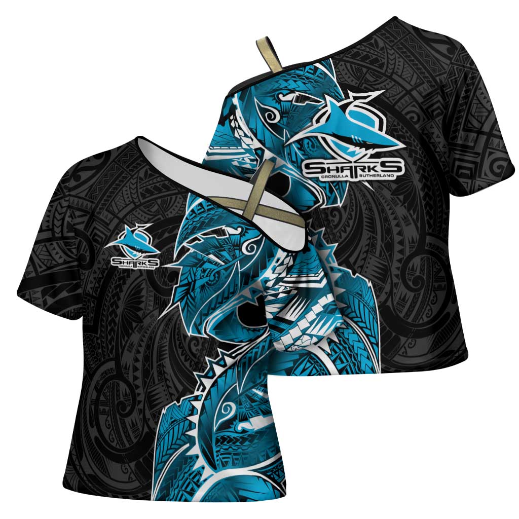 Cronulla Sharks Cross Shoulder Shirt Polynesian Tribal Tattoo Pacific Sport Art