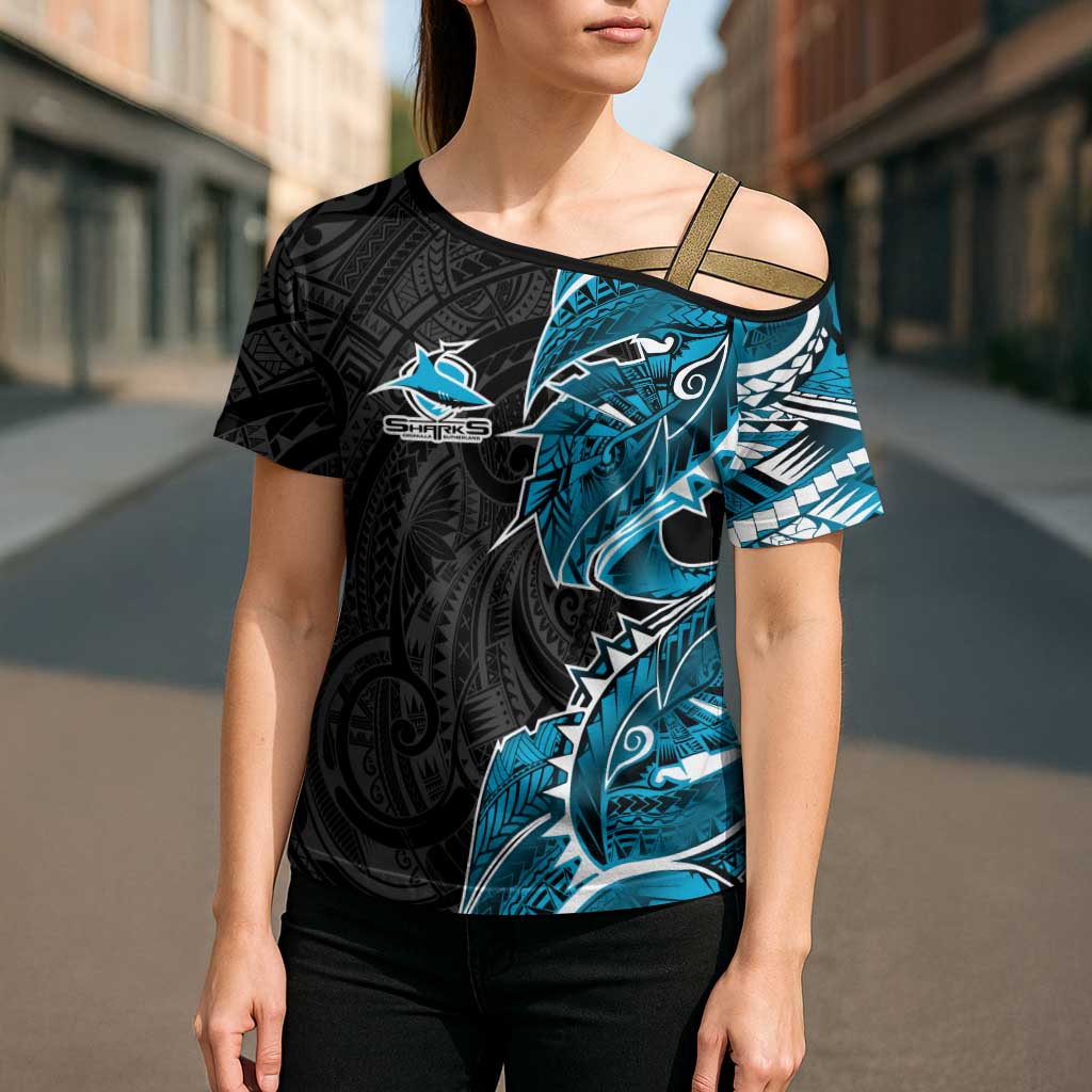 Cronulla Sharks Cross Shoulder Shirt Polynesian Tribal Tattoo Pacific Sport Art