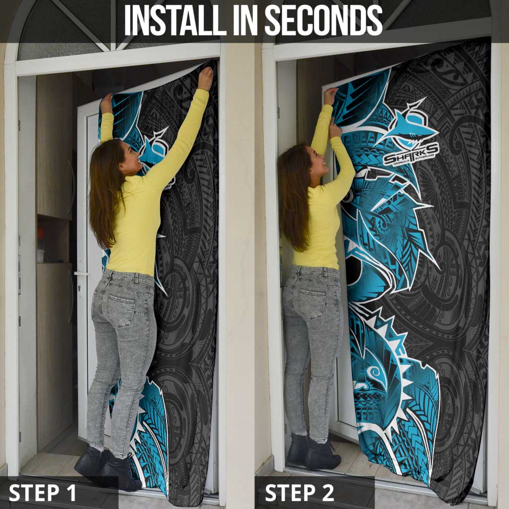 Cronulla Sharks Door Cover Polynesian Tribal Tattoo Pacific Sport Art