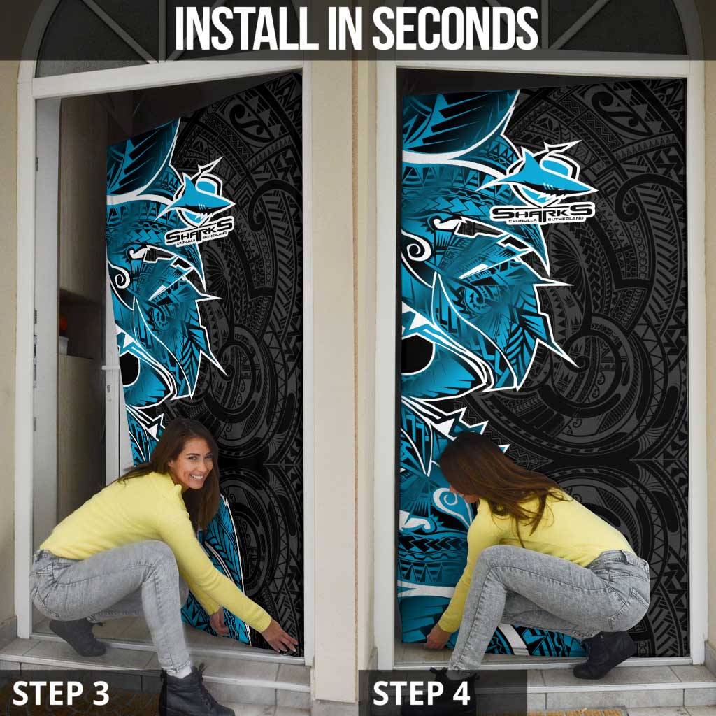 Cronulla Sharks Door Cover Polynesian Tribal Tattoo Pacific Sport Art