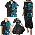 Cronulla Sharks Family Matching Puletasi and Hawaiian Shirt Polynesian Tribal Tattoo Pacific Sport Art