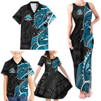 Cronulla Sharks Family Matching Tank Maxi Dress and Hawaiian Shirt Polynesian Tribal Tattoo Pacific Sport Art