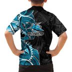 Cronulla Sharks Family Matching Tank Maxi Dress and Hawaiian Shirt Polynesian Tribal Tattoo Pacific Sport Art