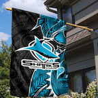 Cronulla Sharks Garden Flag Polynesian Tribal Tattoo Pacific Sport Art