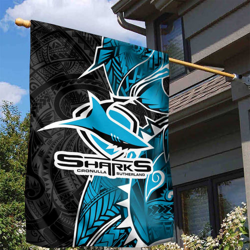 Cronulla Sharks Garden Flag Polynesian Tribal Tattoo Pacific Sport Art