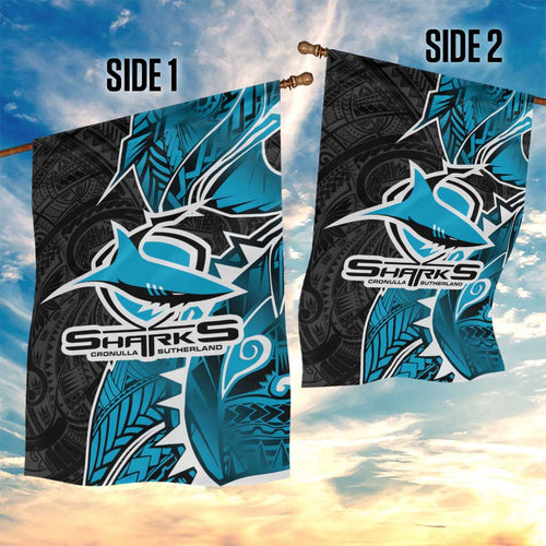 Cronulla Sharks Garden Flag Polynesian Tribal Tattoo Pacific Sport Art