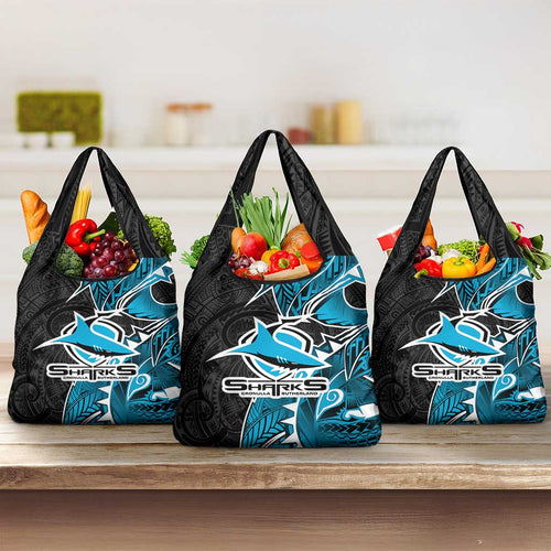Cronulla Sharks Grocery Bag Polynesian Tribal Tattoo Pacific Sport Art
