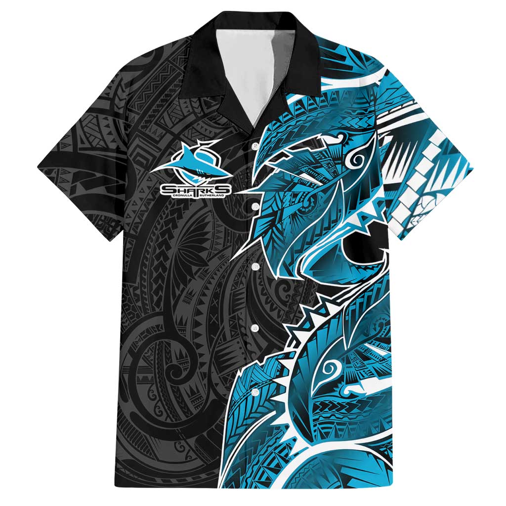 Cronulla Sharks Hawaiian Shirt Polynesian Tribal Tattoo Pacific Sport Art