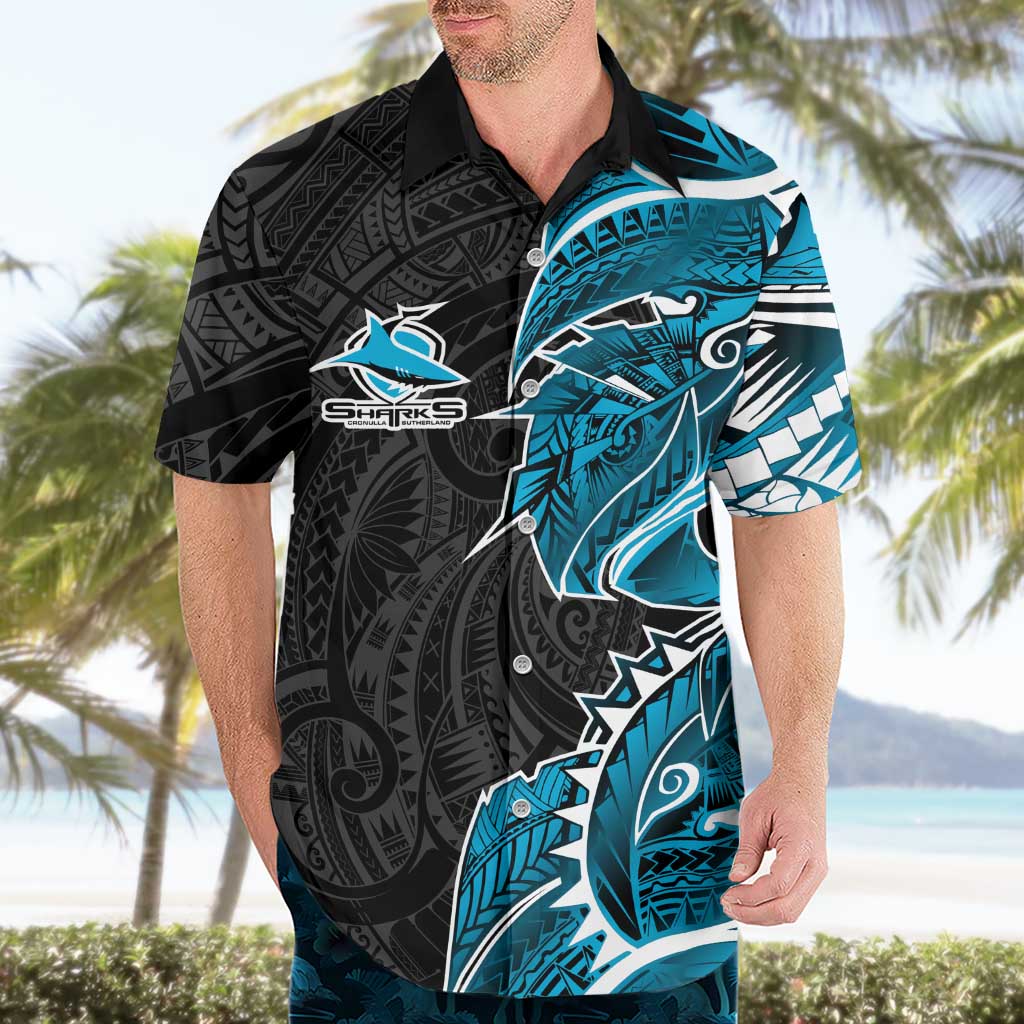Cronulla Sharks Hawaiian Shirt Polynesian Tribal Tattoo Pacific Sport Art