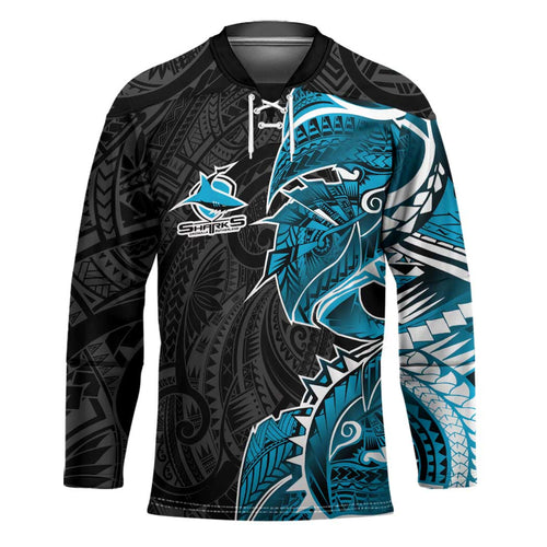 Cronulla Sharks Hockey Jersey Polynesian Tribal Tattoo Pacific Sport Art