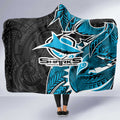 Cronulla Sharks Hooded Blanket Polynesian Tribal Tattoo Pacific Sport Art