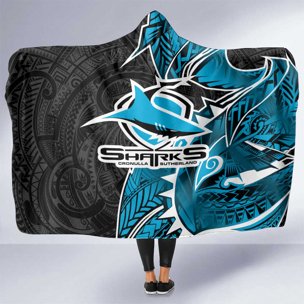 Cronulla Sharks Hooded Blanket Polynesian Tribal Tattoo Pacific Sport Art