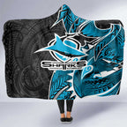 Cronulla Sharks Hooded Blanket Polynesian Tribal Tattoo Pacific Sport Art
