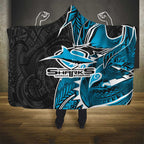 Cronulla Sharks Hooded Blanket Polynesian Tribal Tattoo Pacific Sport Art