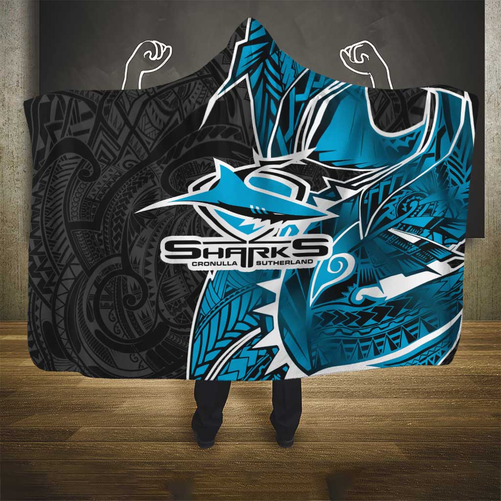 Cronulla Sharks Hooded Blanket Polynesian Tribal Tattoo Pacific Sport Art