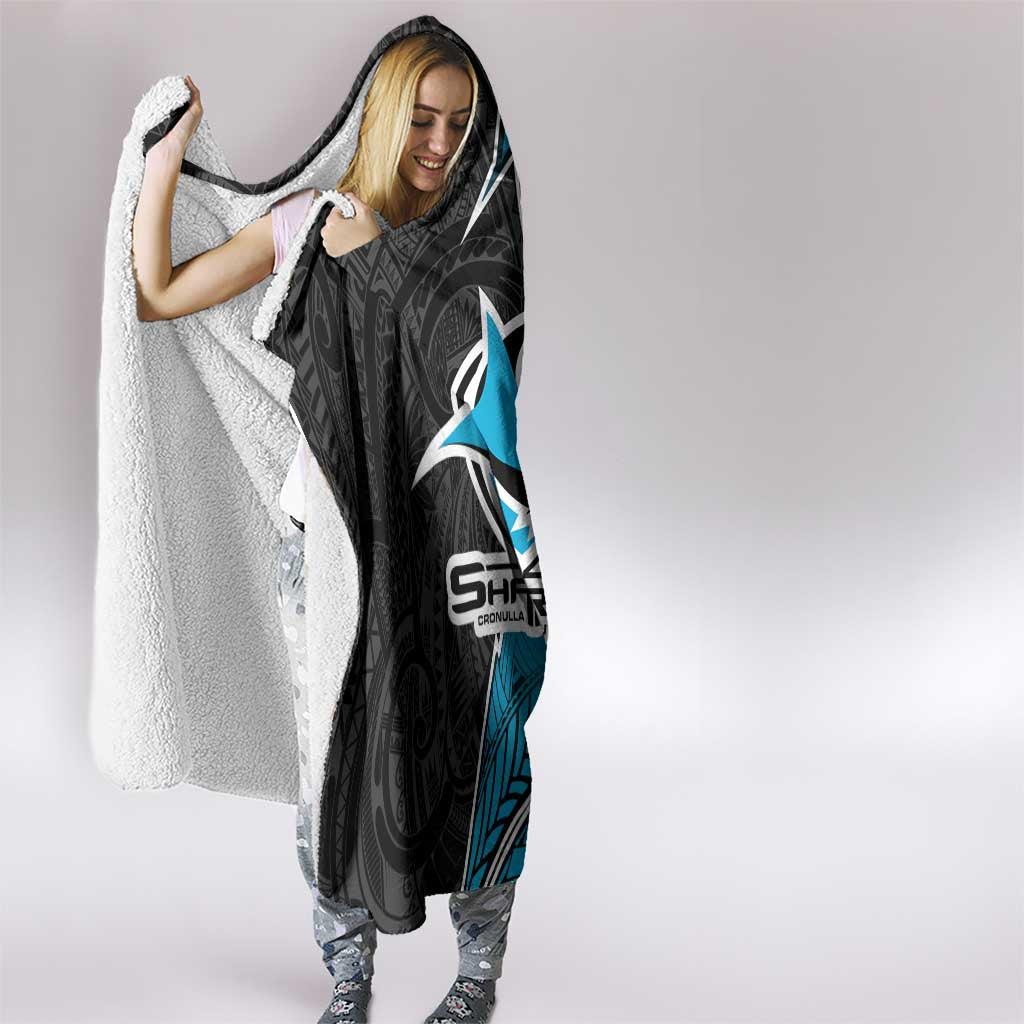Cronulla Sharks Hooded Blanket Polynesian Tribal Tattoo Pacific Sport Art