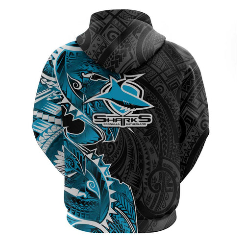 Cronulla Sharks Hoodie Polynesian Tribal Tattoo Pacific Sport Art