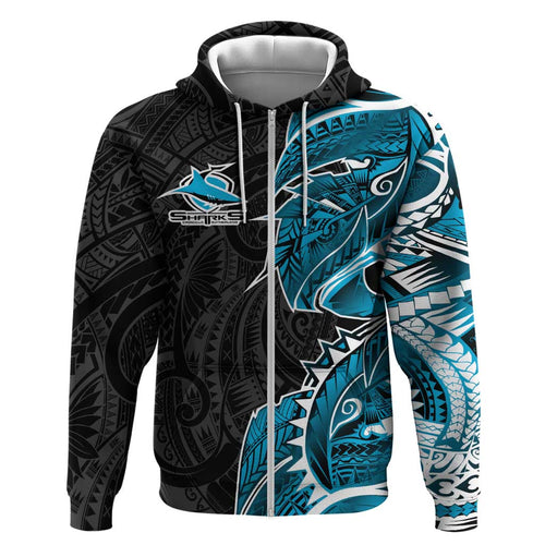 Cronulla Sharks Hoodie Polynesian Tribal Tattoo Pacific Sport Art