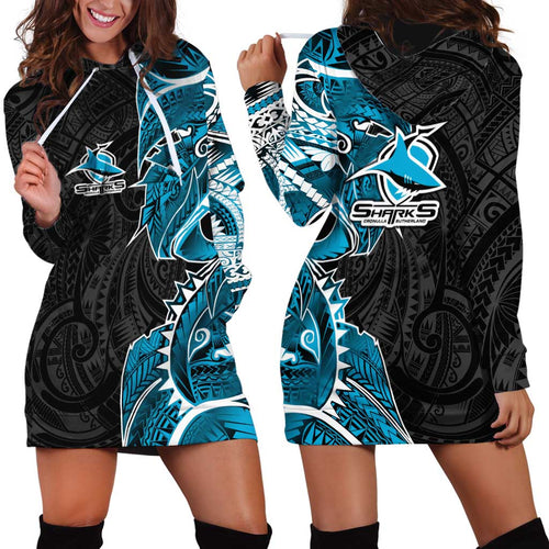 Cronulla Sharks Hoodie Dress Polynesian Tribal Tattoo Pacific Sport Art