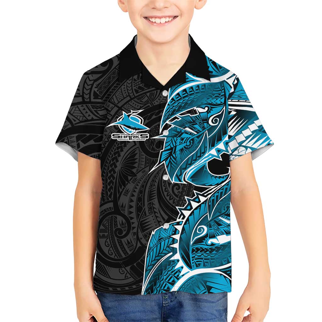 Cronulla Sharks Kid Hawaiian Shirt Polynesian Tribal Tattoo Pacific Sport Art
