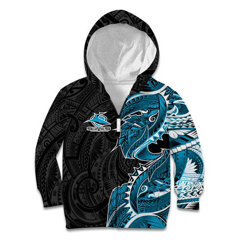 Cronulla Sharks Kid Hoodie Polynesian Tribal Tattoo Pacific Sport Art
