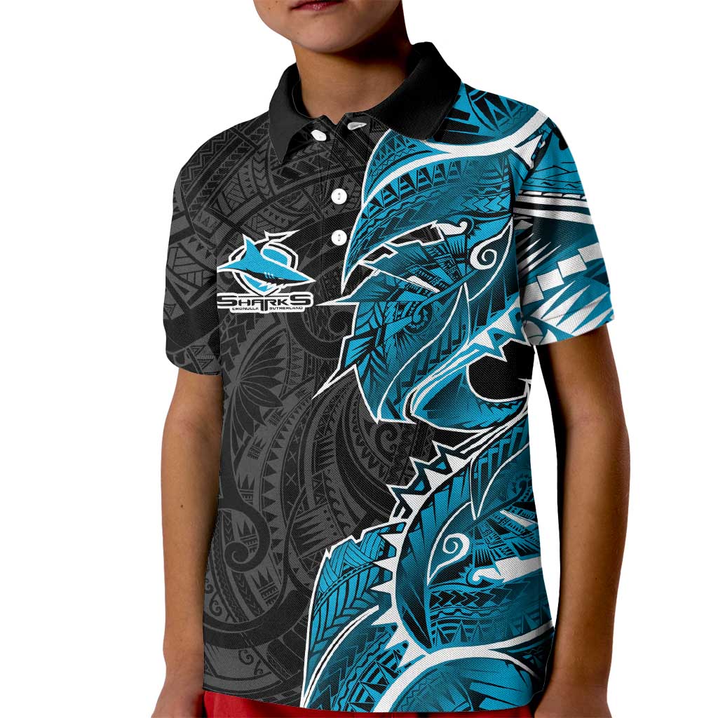 Cronulla Sharks Kid Polo Shirt Polynesian Tribal Tattoo Pacific Sport Art