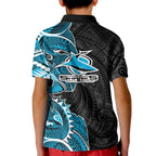 Cronulla Sharks Kid Polo Shirt Polynesian Tribal Tattoo Pacific Sport Art