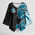 Cronulla Sharks Kimono Sleeve Blouse Polynesian Tribal Tattoo Pacific Sport Art