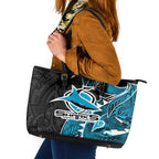 Cronulla Sharks Leather Tote Bag Polynesian Tribal Tattoo Pacific Sport Art