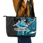 Cronulla Sharks Leather Tote Bag Polynesian Tribal Tattoo Pacific Sport Art